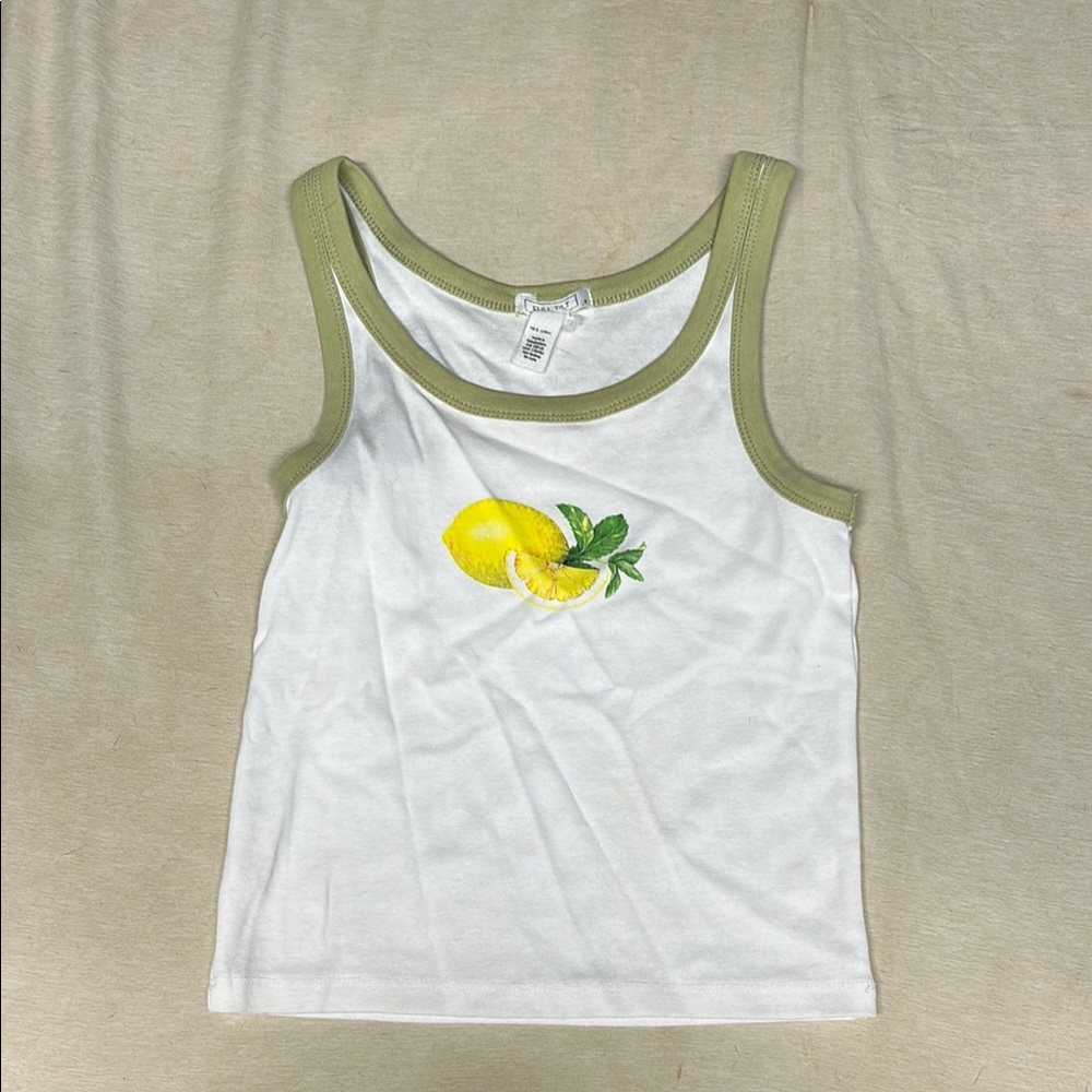 White Tank Top with Lemon Print